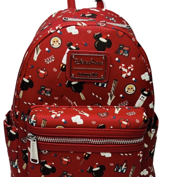 disney holiday snacks mini backpack Loungefly Minnie and Mickey Mouse Hot Cocoa and Ear Headband Set Disney Parks Loungefly Mini Backpack